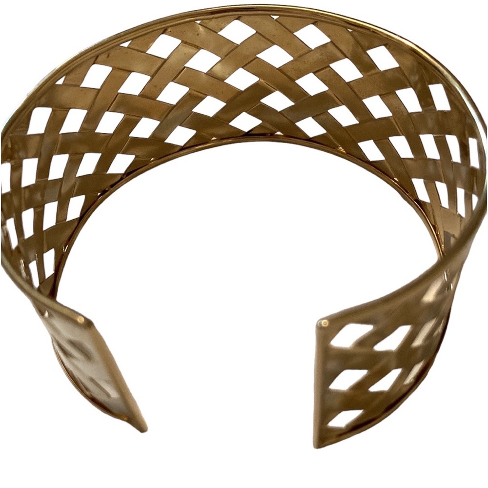 14k Basket Weave Cuff Bracelet - image 2